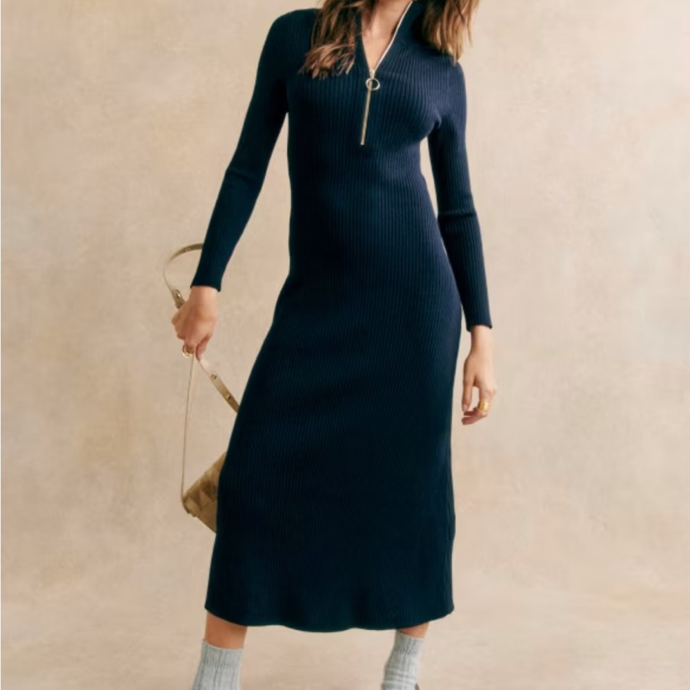 Sezane navy blue dress